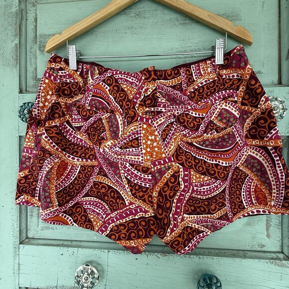 Manhattan Chino Shorts Women's 12 Paisley Stretch 36 x 4 Mid Rise‎ Pink Orange - Picture 2 of 8